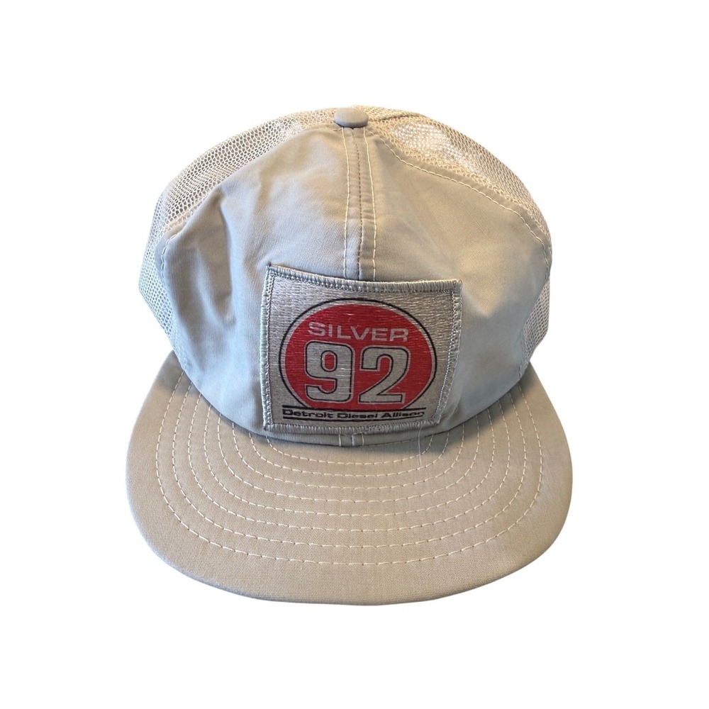 Vintage Detroit Diesel Allison Silver 92 Trucker Hat Gray Mesh Snapback Cap